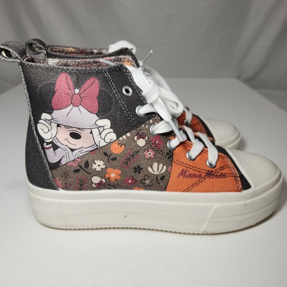 Disney Other - Disney Minnie Mouse Kids High Top Sneakers‎ Size 4 Multicolored NWT